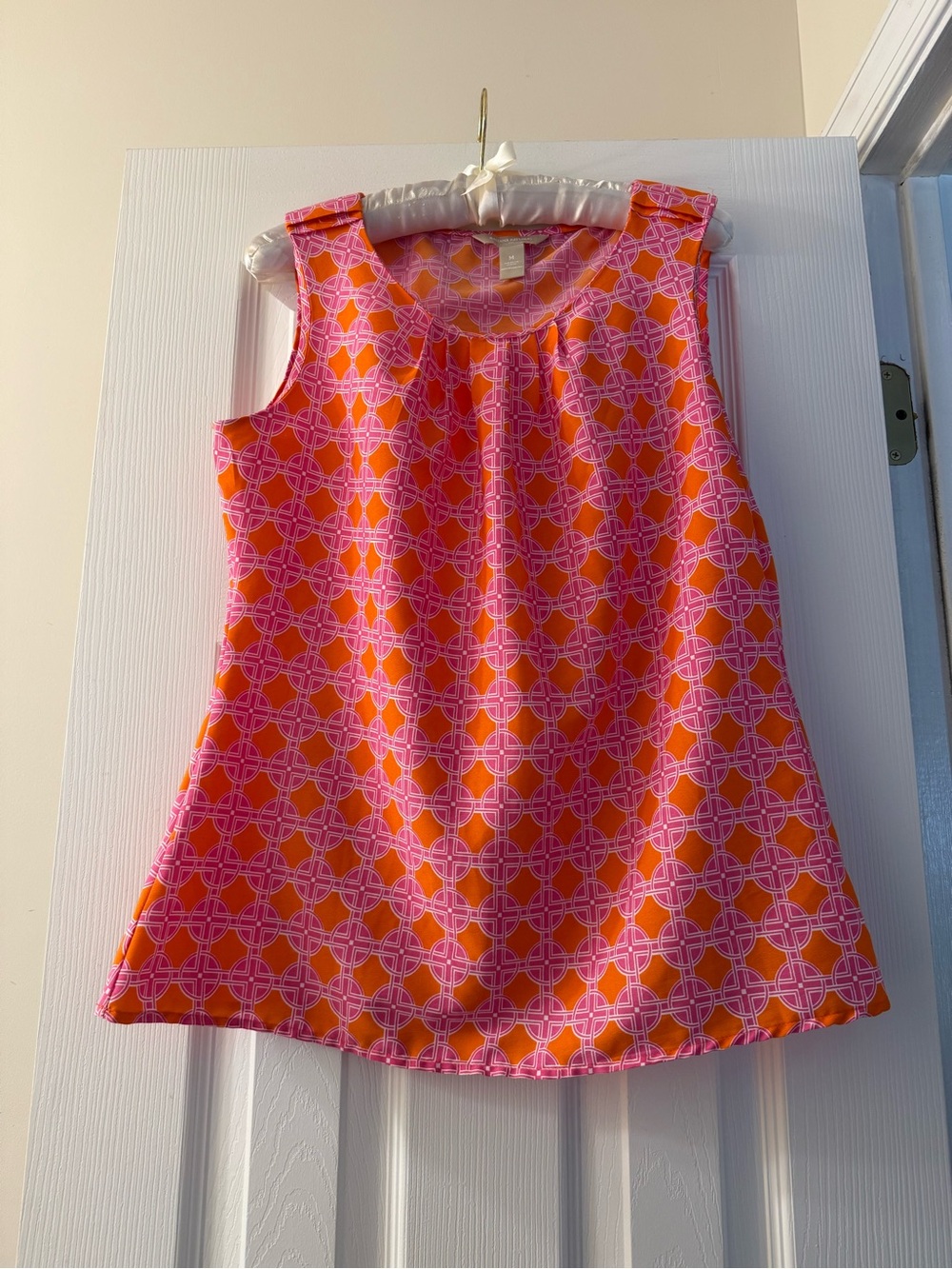 Banana Republic Pink & Orange Geometric Sleeveless Top